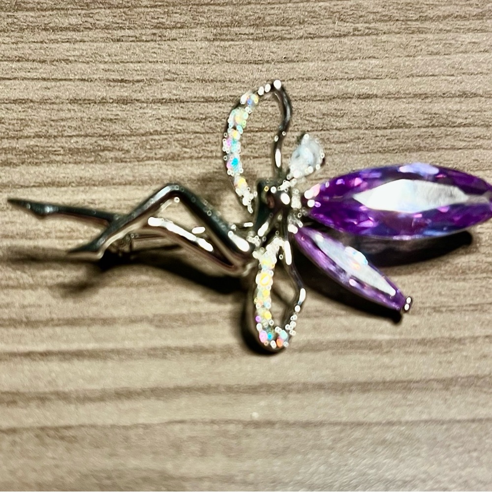 Elegant Silver and Purple Brooch